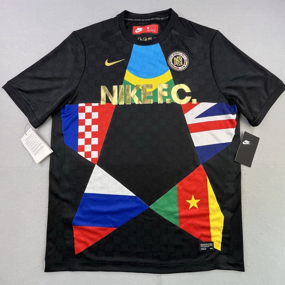 Nike FC World Cup Flag Soccer Jersey Men’ Size L Black 2018 International Futbol
